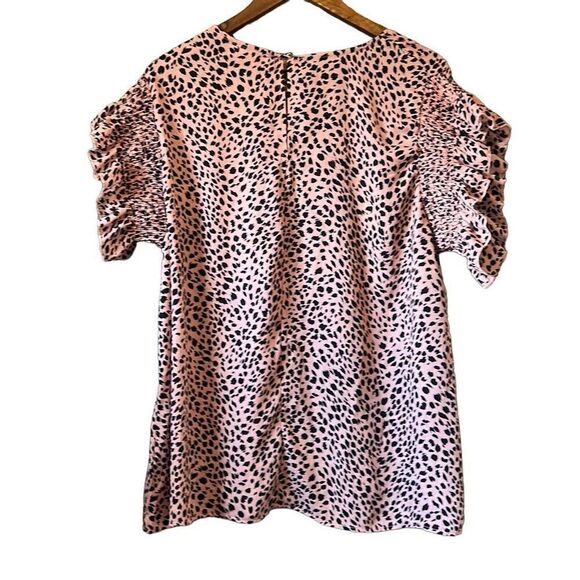 Haptics Holly Harper Pink Animal Print Ruffle Sleeve Tunic Blouse Top - Picture 5 of 5